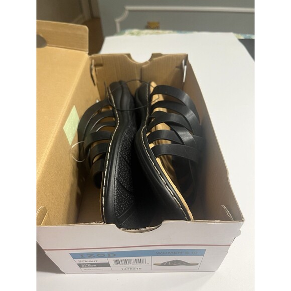 Izod Slaight Strappy Crisscross Strap Slip On Sandals Black Sz 10 NIB - Picture 12 of 16